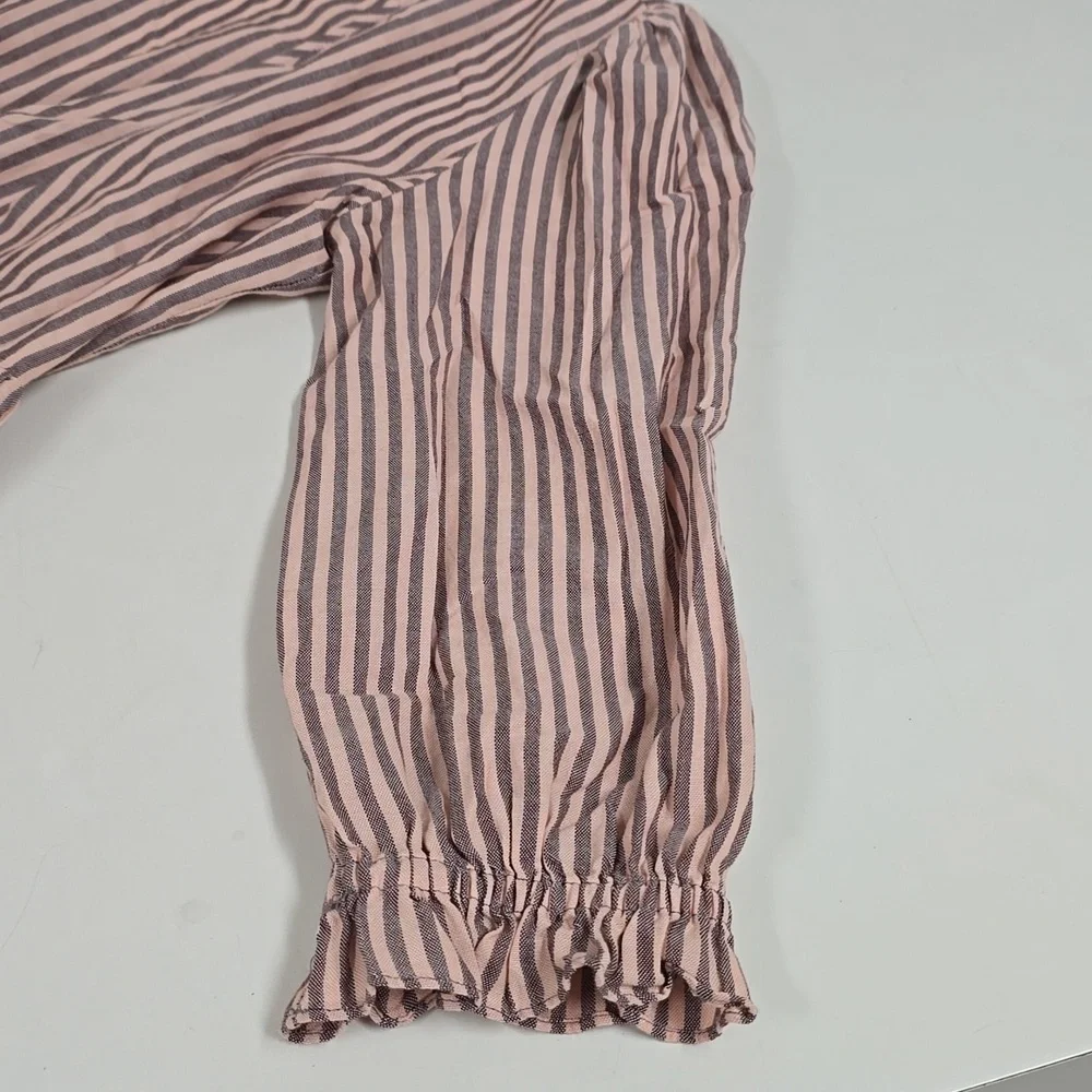 Madewell Puff-Sleeve Peplum Wrap Top in Stripe